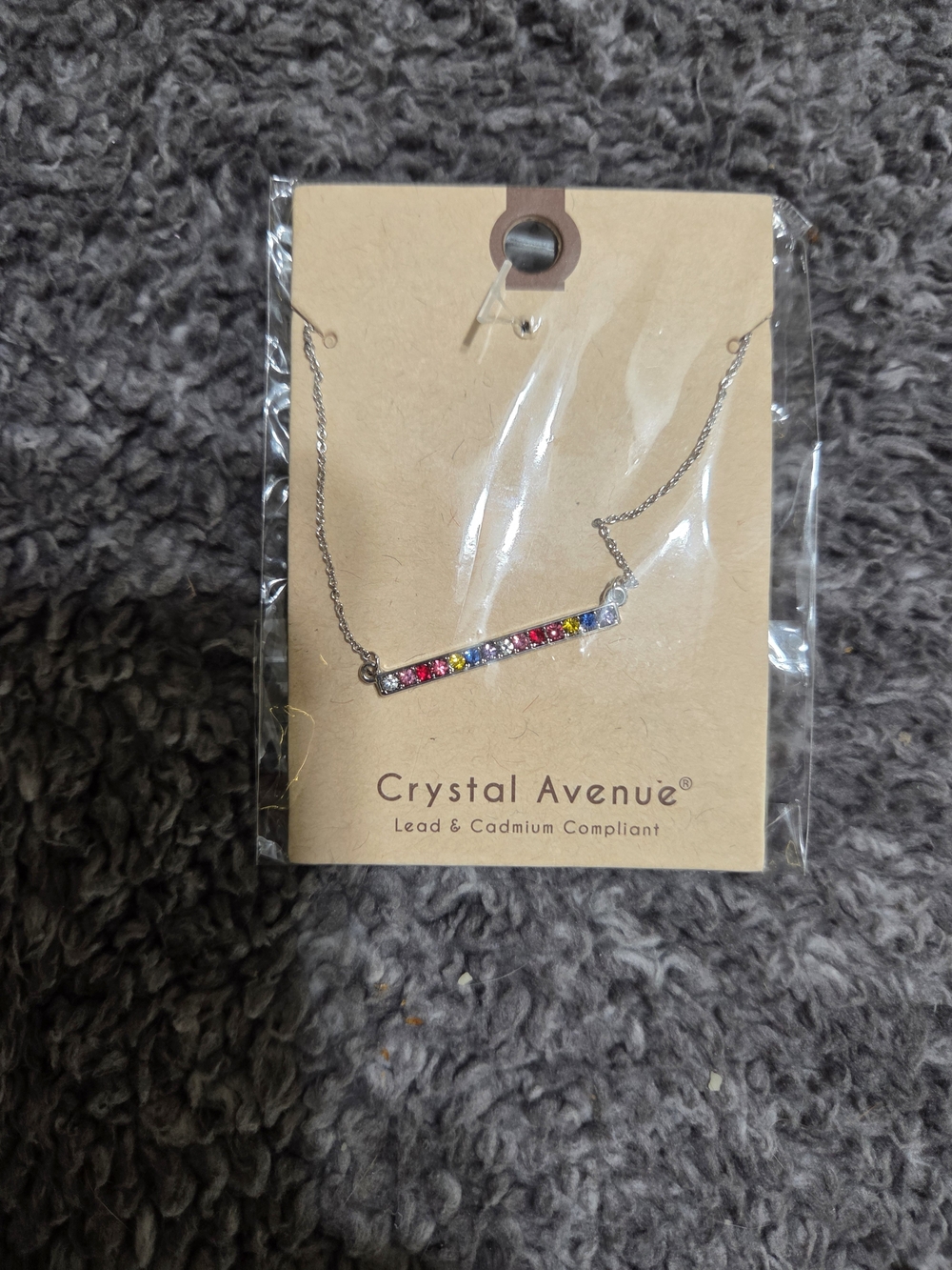 Multicolor Bar Pendant Necklace - Silver